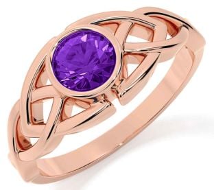 Amethyst Rose Gold Celtic Trinity Knot Ring