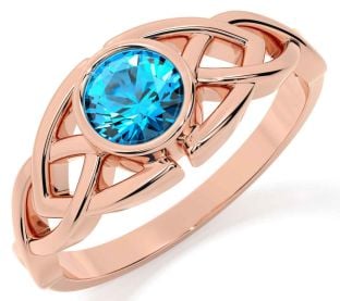 Topaz Rose Gold Celtic Trinity Knot Ring