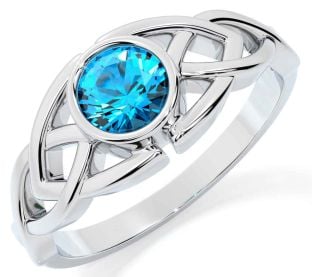 Topaz Silver Celtic Trinity Knot Ring