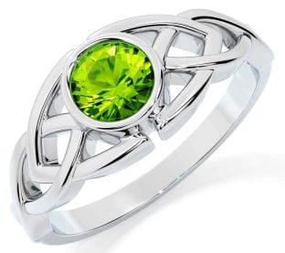 Peridot White Gold Celtic Trinity Knot Ring