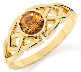 Citrine Gold Celtic Trinity Knot Ring