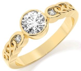 Diamond Gold Celtic Trinity Knot Ring