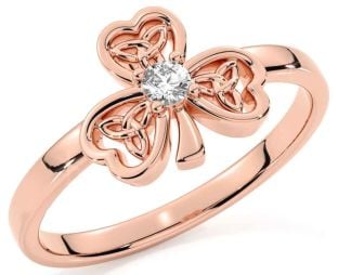 Diamond Rose Gold Silver Shamrock Ring