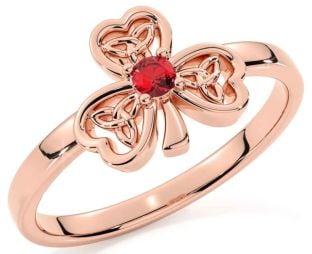 Ruby Rose Gold Silver Shamrock Ring