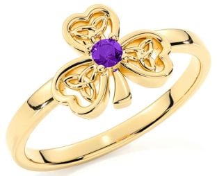 Amethyst Gold Silver Shamrock Ring