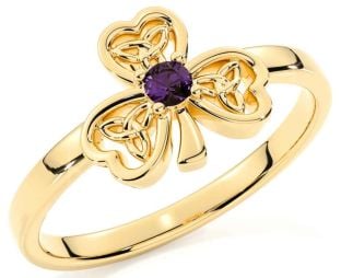 Alexandrite Gold Silver Shamrock Ring