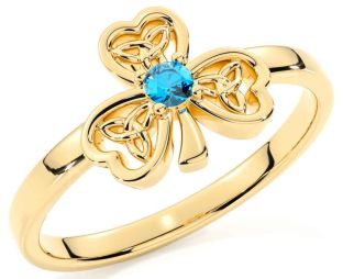 Topaz Gold Silver Shamrock Ring