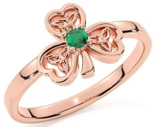 Emerald Rose Gold Shamrock Ring