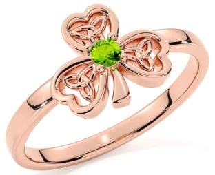 Peridot Rose Gold Shamrock Ring