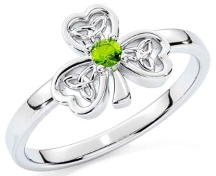 Peridot Silver Shamrock Ring