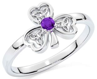 Amethyst White Gold Shamrock Ring