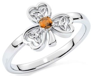 Citrine White Gold Shamrock Ring