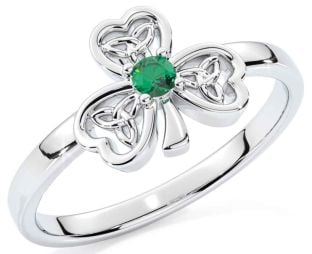 Emerald White Gold Shamrock Ring