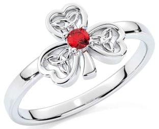 Ruby White Gold Shamrock Ring