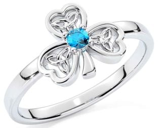 Topaz White Gold Shamrock Ring