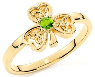 Peridot Gold Shamrock Ring