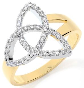 Diamond Gold Silver Celtic Trinity Knot Ring