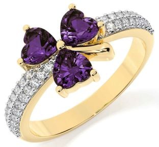 Diamond Alexandrite Gold Silver Shamrock Ring