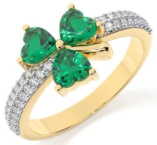 Diamond Emerald Gold Shamrock Ring