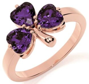 Alexandrite Rose Gold Silver Shamrock Ring