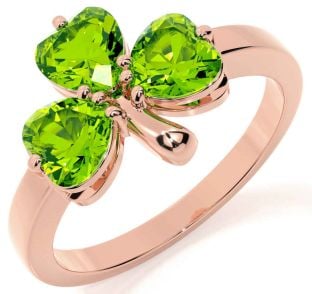 Peridot Rose Gold Silver Shamrock Ring