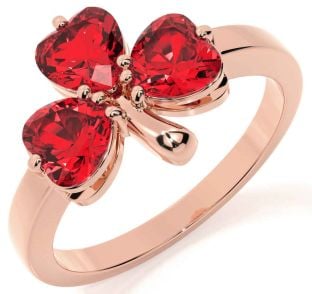 Ruby Rose Gold Silver Shamrock Ring