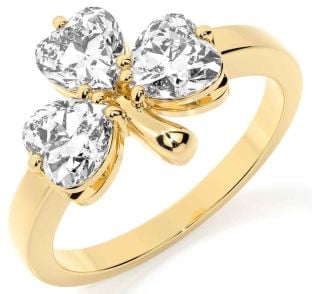 Diamond Gold Silver Shamrock Ring