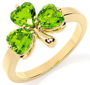 Peridot Gold Silver Shamrock Ring