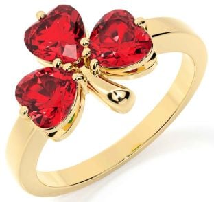 Ruby Gold Silver Shamrock Ring