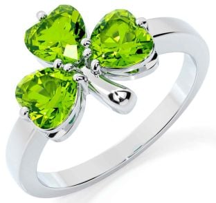 Peridot Silver Shamrock Ring