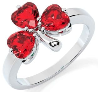 Ruby Silver Shamrock Ring