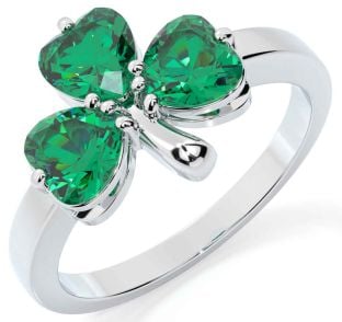 Emerald White Gold Shamrock Ring