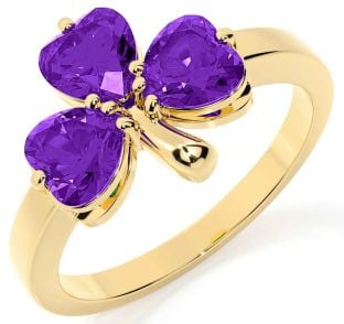 Amethyst Gold Shamrock Ring