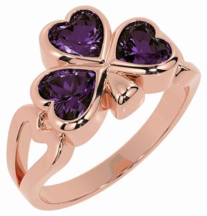 Men's Alexandrite Rose Gold Silver Shamrock Ring