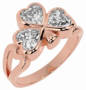 Men's Diamond Rose Gold Silver Shamrock Ring