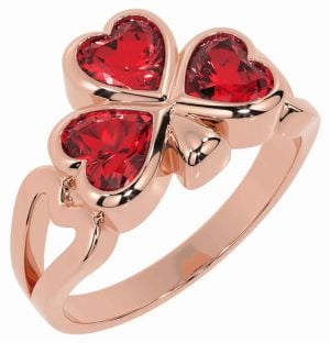 Men's Ruby Rose Gold Silver Shamrock Ring