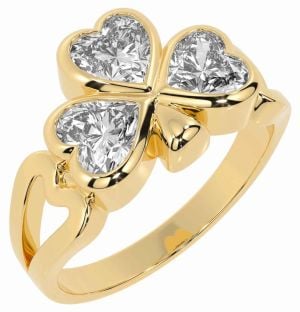 Men's Diamond Gold Silver Shamrock Ring