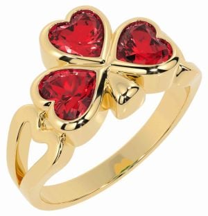 Men's Ruby Gold Silver Shamrock Ring