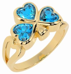 Men's Topaz Gold Silver Shamrock Ring