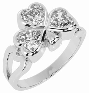 Men's Diamond Silver Shamrock Ring