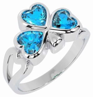 Men's Topaz Silver Shamrock Ring