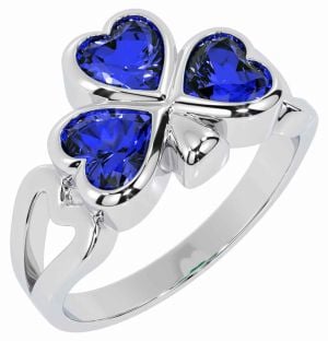 Men's Sapphire White Gold Shamrock Ring