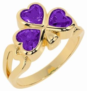 Men's Amethyst Gold Shamrock Ring