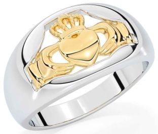 White Yellow Gold Claddagh Ring