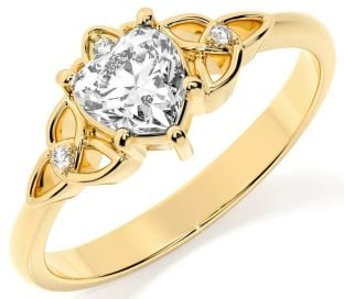 Diamond Gold Claddagh Celtic Trinity Knot Ring