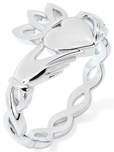 White Gold Celtic Claddagh Ring