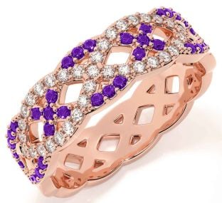 Diamond Amethyst Rose Gold Silver Infinity Ring