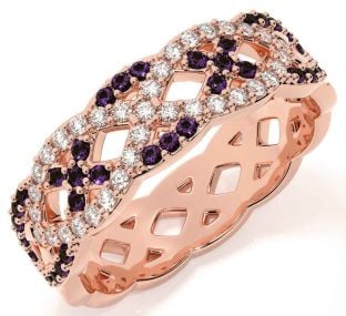 Diamond Alexandrite Rose Gold Silver Infinity Ring