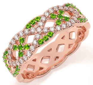 Diamond Peridot Rose Gold Silver Infinity Ring