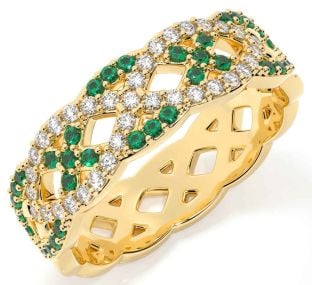 Diamond Emerald Gold Silver Infinity Ring